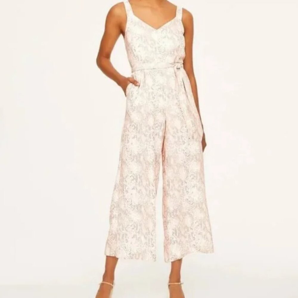 Loft Snake Print Cropped Wide Leg Jumpsuit